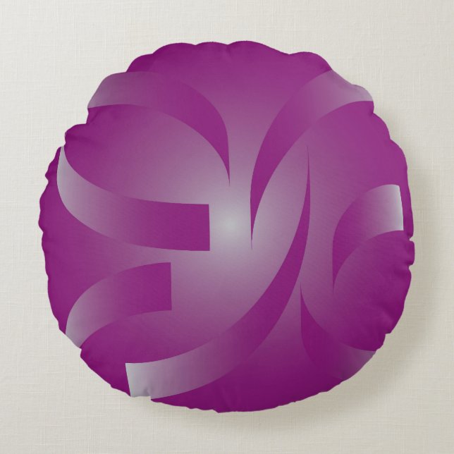 Magenta ribbons round cushion (Front)