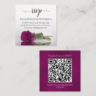 Magenta Rose Elegant Wedding RSVP QR Code Enclosure Card