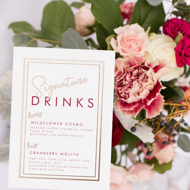 Magenta Rose Gold Foil Signature Drink Sign (Creator Uploaded)