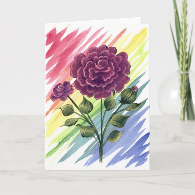 Magenta Rose Greeting Card (Front)
