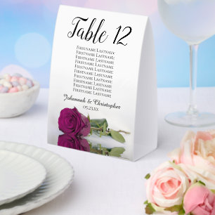 Magenta Rose Wedding Seating Chart Number