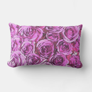 Magenta Roses Lumbar Cushion