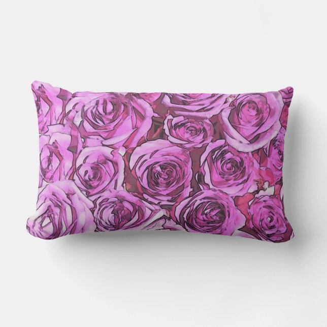 Magenta Roses Lumbar Cushion (Front)