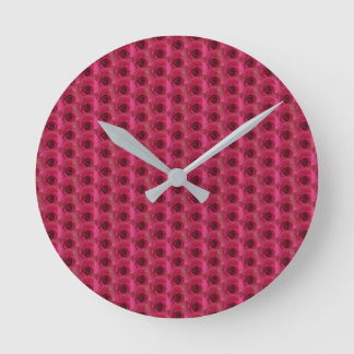 Magenta Roses Round Clock