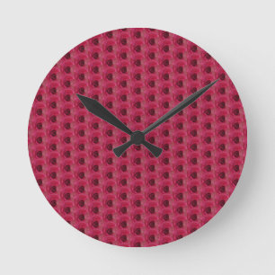 Magenta Roses Round Clock
