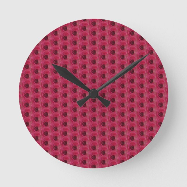 Magenta Roses  Round Clock (Front)