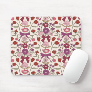 Magenta Rustic Bows and Blossoms Mouse Pad