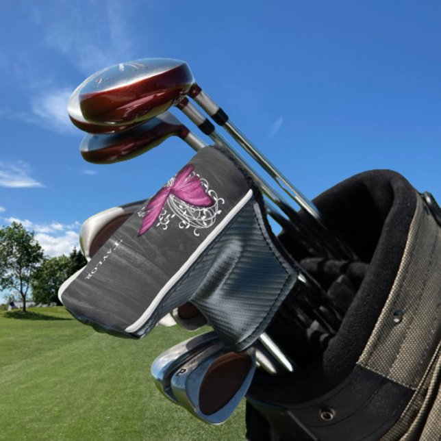 Magenta Rustic Butterfly Personalised Golf Head Cover (Magenta Rustic Butterfly Personalized Golf Head Cover)