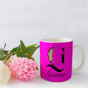 Magenta rustic watercolor monogram Mug