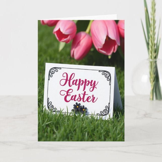 Magenta Script Spring Card (Front)