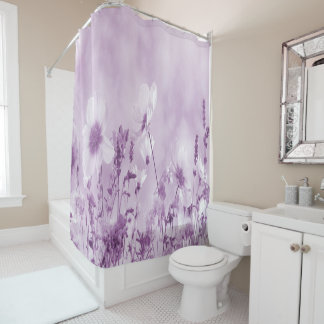 Magenta Shaded Wild Flowers Shower Curtain