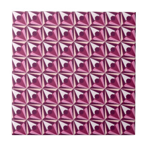 Magenta Shapes Ceramic Tile