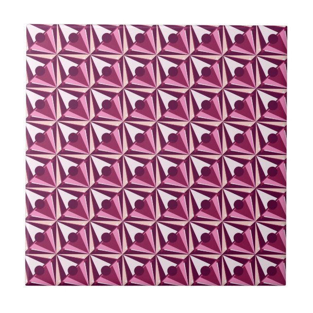 Magenta Shapes Ceramic Tile (Front)