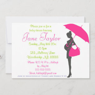 Magenta Silhouette Baby Shower Invitations