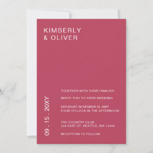 Magenta Simple Elegant Modern Wedding Invitation