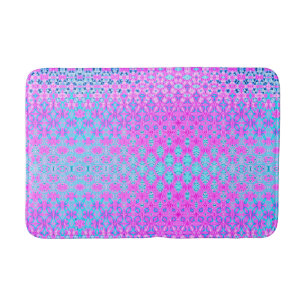 Magenta, Sky Blue and Navy Geometric Bath Mat