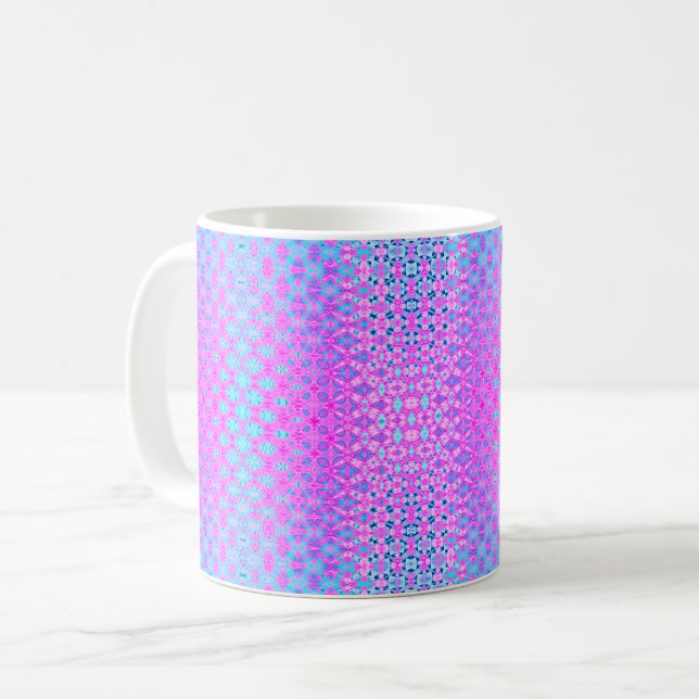Magenta, Sky Blue and Navy Geometric Coffee Mug (Front Left)