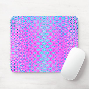 Magenta, Sky Blue, and Navy Geometric Mouse Pad
