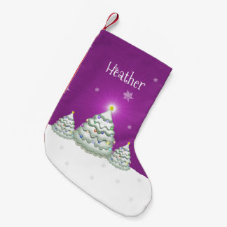Magenta Snowy Christmas Tree Christmas Stocking
