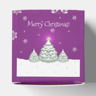Magenta Snowy Christmas Tree Favour Box