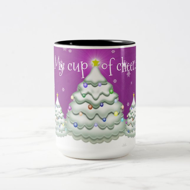 Magenta Snowy Christmas Tree Mug (Center)