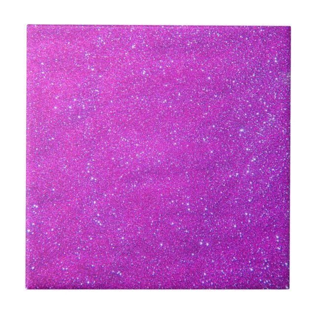 Magenta Sparkle Glitter Girly Purple Pink Holiday Tile (Front)