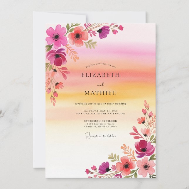 Magenta Spirited Summer Wedding Invitation (Front)