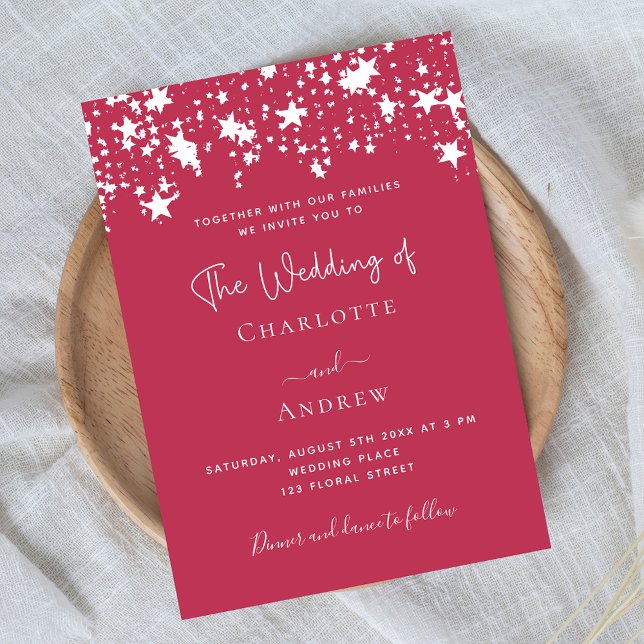 Magenta stars elegant wedding invitation (Creator Uploaded)