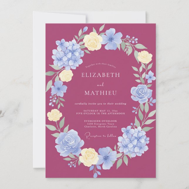 Magenta Striking Summer Wedding Invitation (Front)