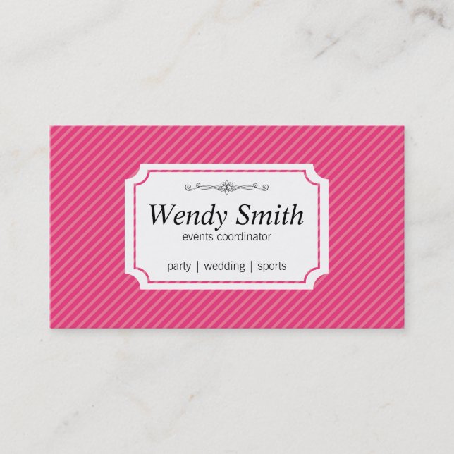 Magenta Stripes Business Card (Front)