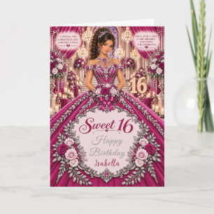 Magenta Sweet 16 Celebration Card