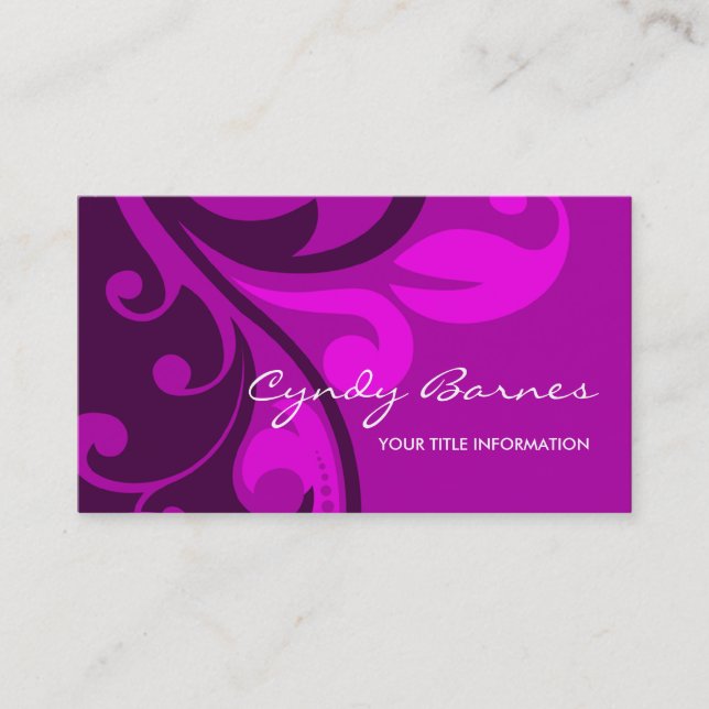 Magenta Swirls Business Card (Front)
