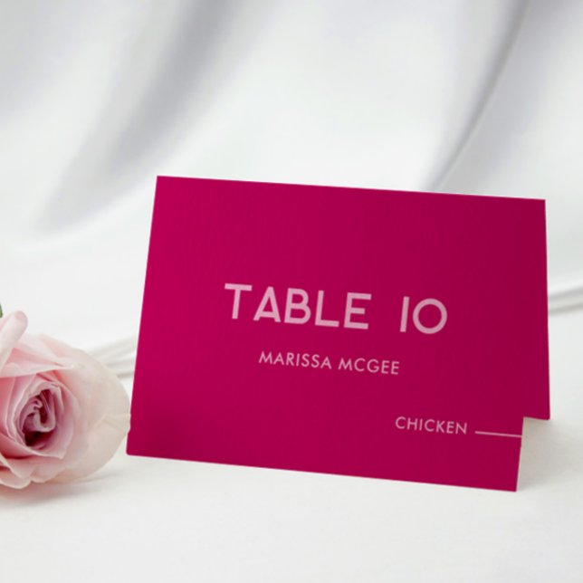 Magenta Table, Name and Meal Choice Place Card (Creator Uploaded)