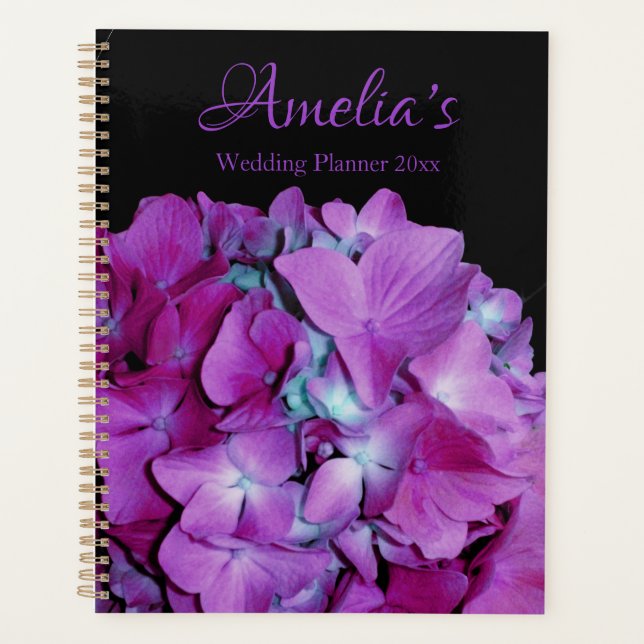 Magenta teal hydrangeas floral flower wedding  planner (Front)