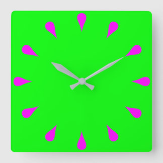 Magenta teardrops square wall clock