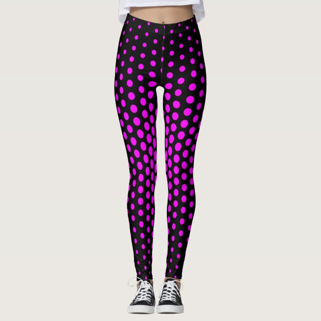 Magenta Techno Dot Pattern Leggings (Front)