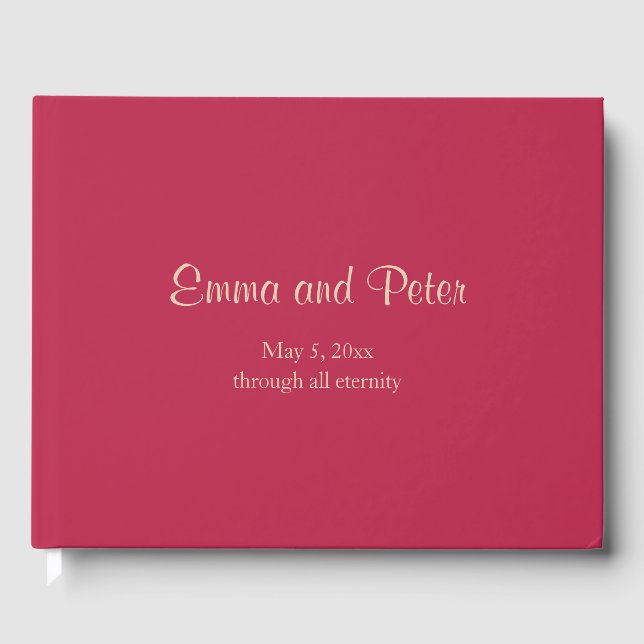 Magenta "Through All Eternity" Minimalist Wedding Guest Book (Front)