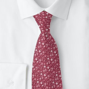 Magenta Tiny Flowers Tie