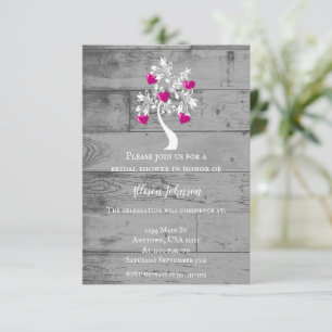 Magenta Tree of Hearts Bridal Shower Invite