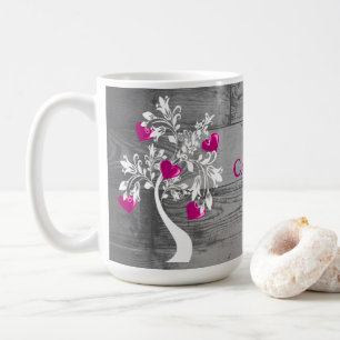 Magenta Tree of Hearts Personalised Coffee Mug