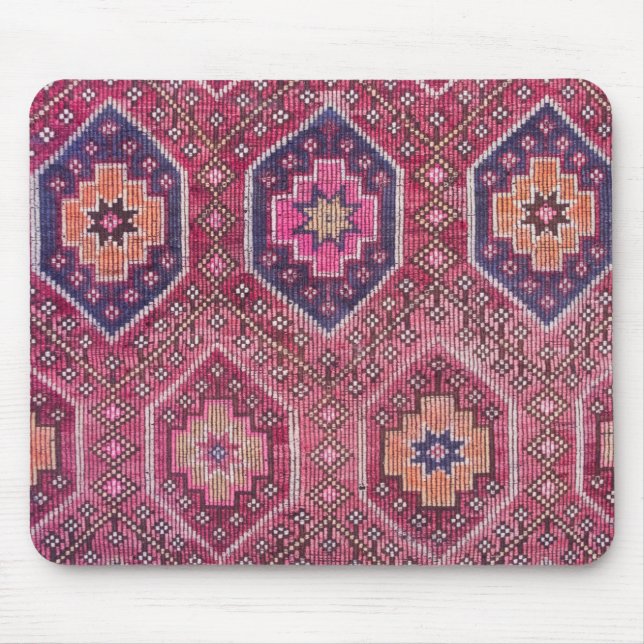 Magenta Tribal Geometric Rug Mouse Pad (Front)