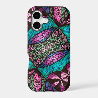 Magenta Turquoise Black Purple 80s Micro Doodle