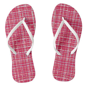 Magenta Twisted Plaid Thongs