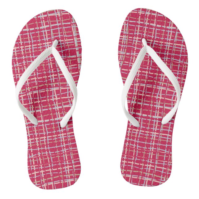 Magenta Twisted Plaid Thongs (Footbed)