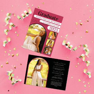 Magenta Typography Photo Graduation Announcement