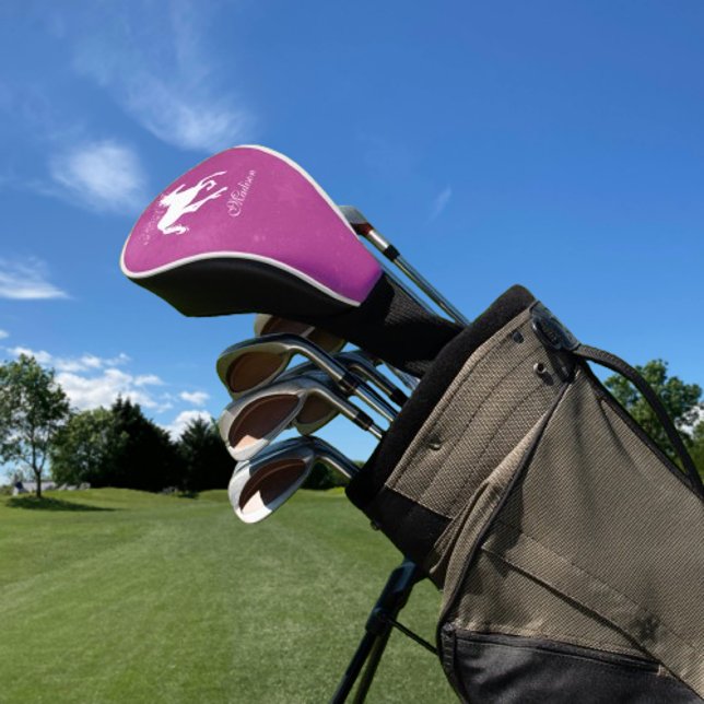 Magenta Unicorn Personalised Golf Head Cover (Magenta Unicorn Personalized Golf Head Cover)