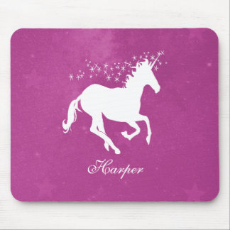 Magenta Unicorn Personalised Mouse Pad