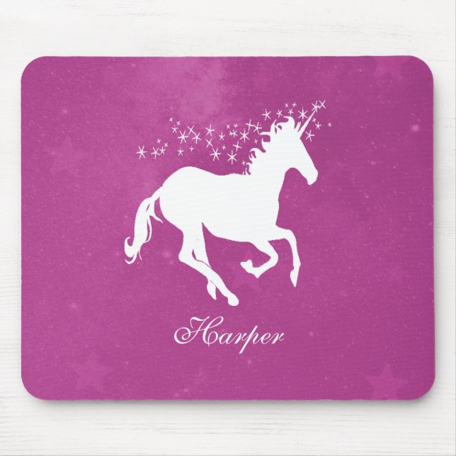 Magenta Unicorn Personalised Mouse Pad (Front)