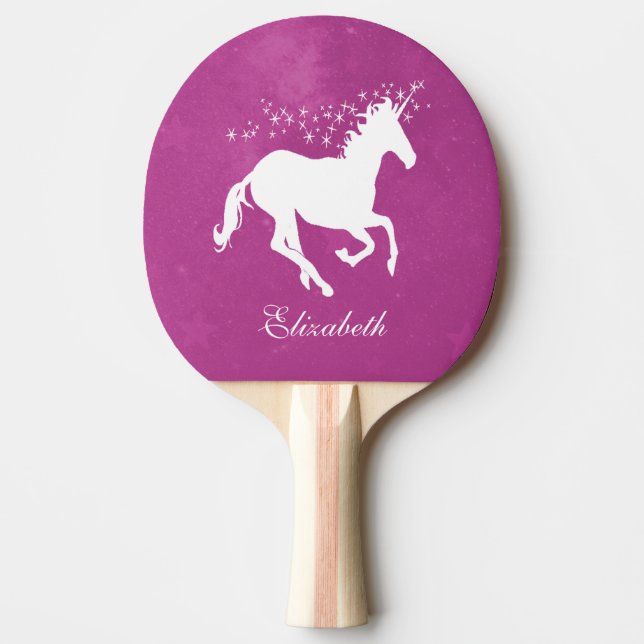 Magenta Unicorn Personalised Ping Pong Paddle (Front)