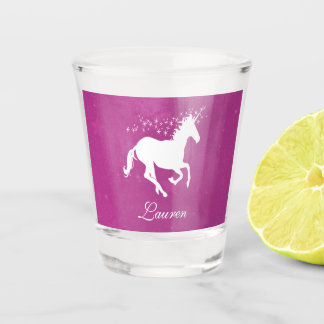 Magenta Unicorn Personalised Shot glass
